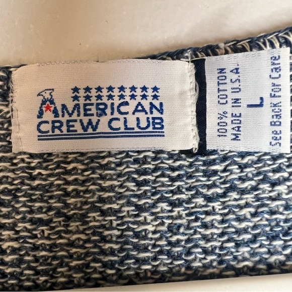 American Crew Club | ABSTRACT KNITTED Sweater Cotton Size L Blue | Made in USA - Picture 4 of 9